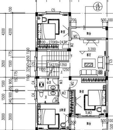 傳統中式風格三層別墅設計圖，帶車庫，帶后院