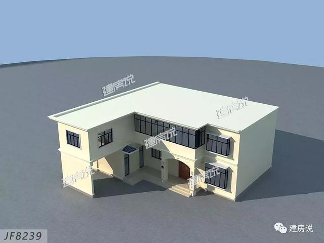 三款農村自建別墅設計圖，帶露臺和院子，一家人坐在院子里其樂融融