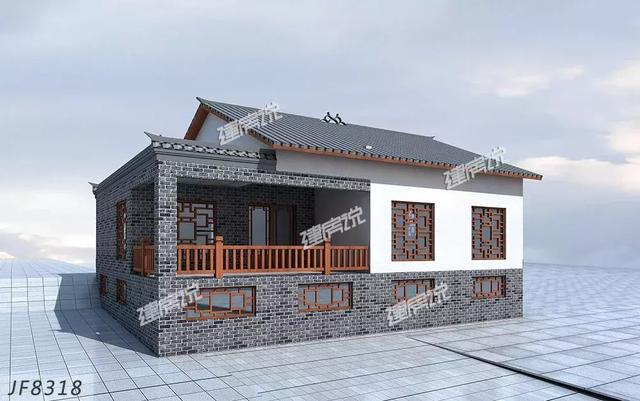 三款農村自建別墅設計圖，帶露臺和院子，一家人坐在院子里其樂融融