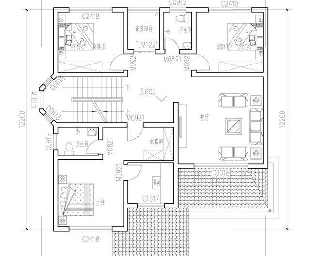 三層新農(nóng)村自建房設(shè)計(jì)圖，35萬13×12米6臥帶花園陽臺柴火房，居住舒適
