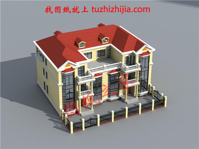 農村建房兄弟雙拼三層圖紙，客廳中空，戶型合理