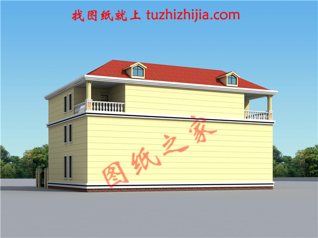 農村建房兄弟雙拼三層圖紙，客廳中空，戶型合理