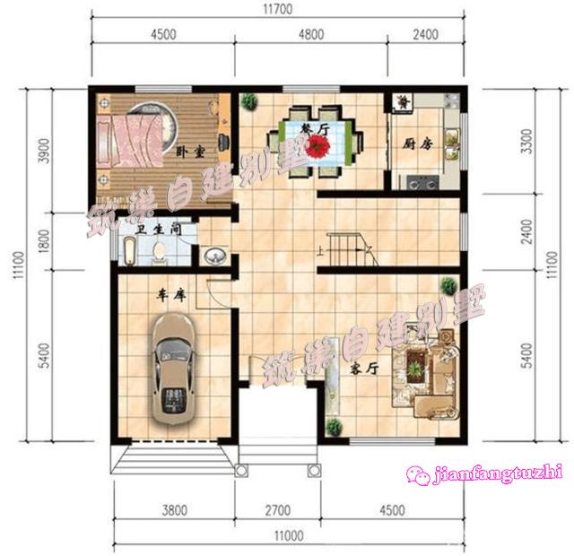 帶挑空客廳別墅設計圖，經典的農村建房款式，大氣方正，是大眾喜歡的款式