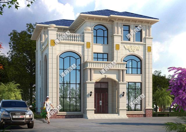 帶挑空客廳的三層別墅設(shè)計(jì)圖，整體空間感強(qiáng)