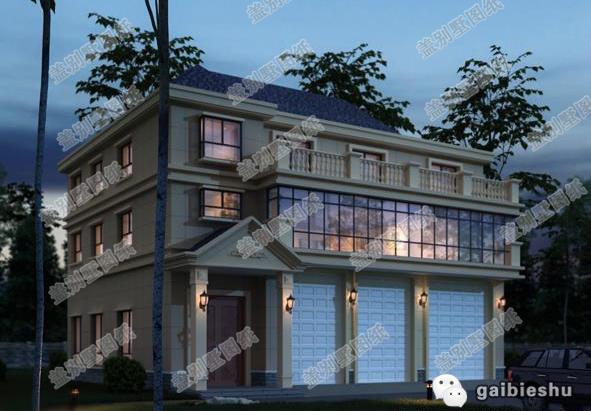 三層帶商鋪新農村自建房設計圖，55萬造價，商住兩用