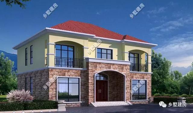 時尚現代的別墅設計圖，熱烈的紅色喜慶吉祥，建一棟做婚房正好