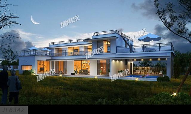 現(xiàn)代風(fēng)別墅設(shè)計(jì)圖，帶私家泳池，帶庭院，這種舒適悠閑的生活你向往么