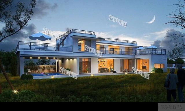 現(xiàn)代風(fēng)別墅設(shè)計(jì)圖，帶私家泳池，帶庭院，這種舒適悠閑的生活你向往么