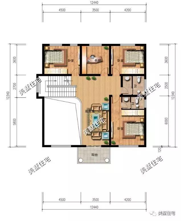 5款農(nóng)村時(shí)尚別墅設(shè)計(jì)圖，帶挑高客廳和大露臺(tái)，第3款讓人眼前一亮