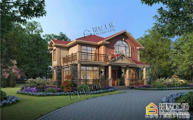 二層歐式風格農村別墅設計圖，造價不高，適合農村普通家庭建造