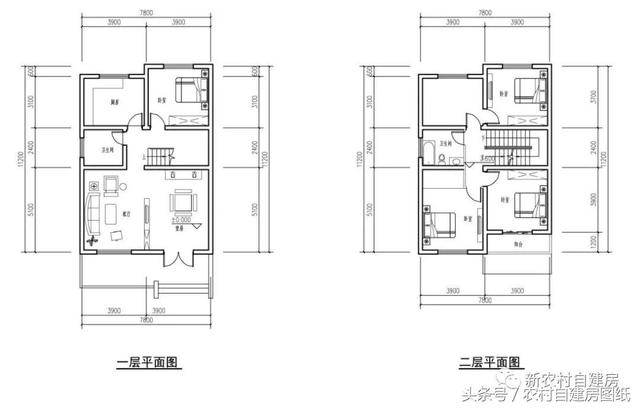 7款小戶型農村別墅設計圖，100平以內，小面積也可以建好房