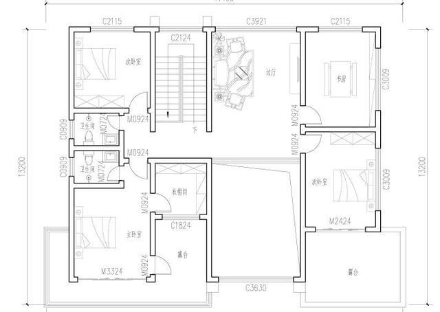 現代風格二層別墅設計圖，帶超大落地窗和二樓露臺，經濟實用。