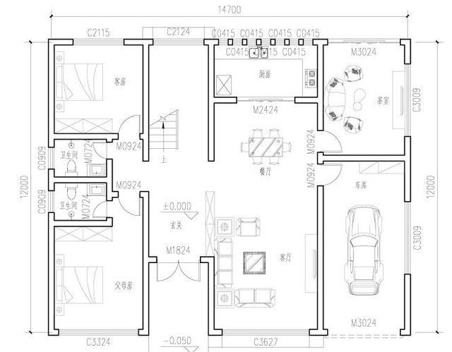 現代風格二層別墅設計圖，帶超大落地窗和二樓露臺，經濟實用。