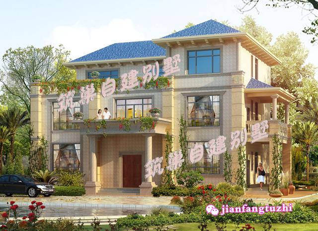 三層田園風別墅設計圖，12.5x12米，外觀古香古色又富有現代氣息，造價25萬。