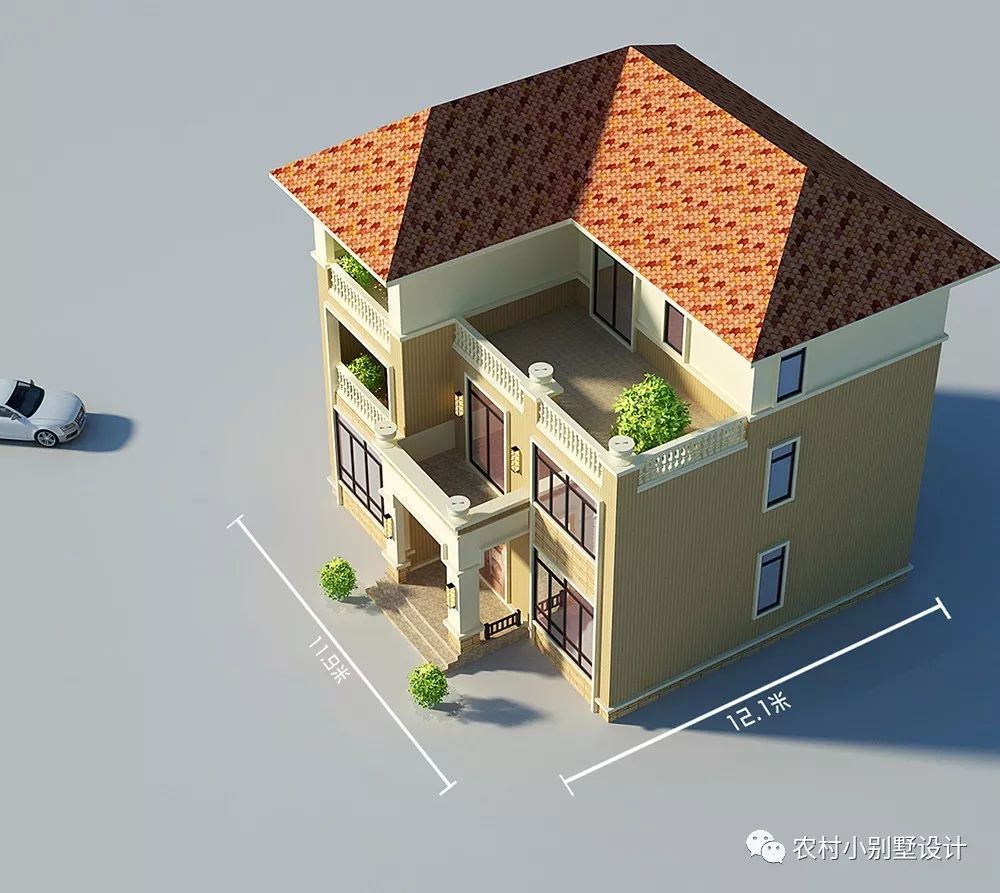 12×11米精品三層農(nóng)村別墅圖，經(jīng)典之作