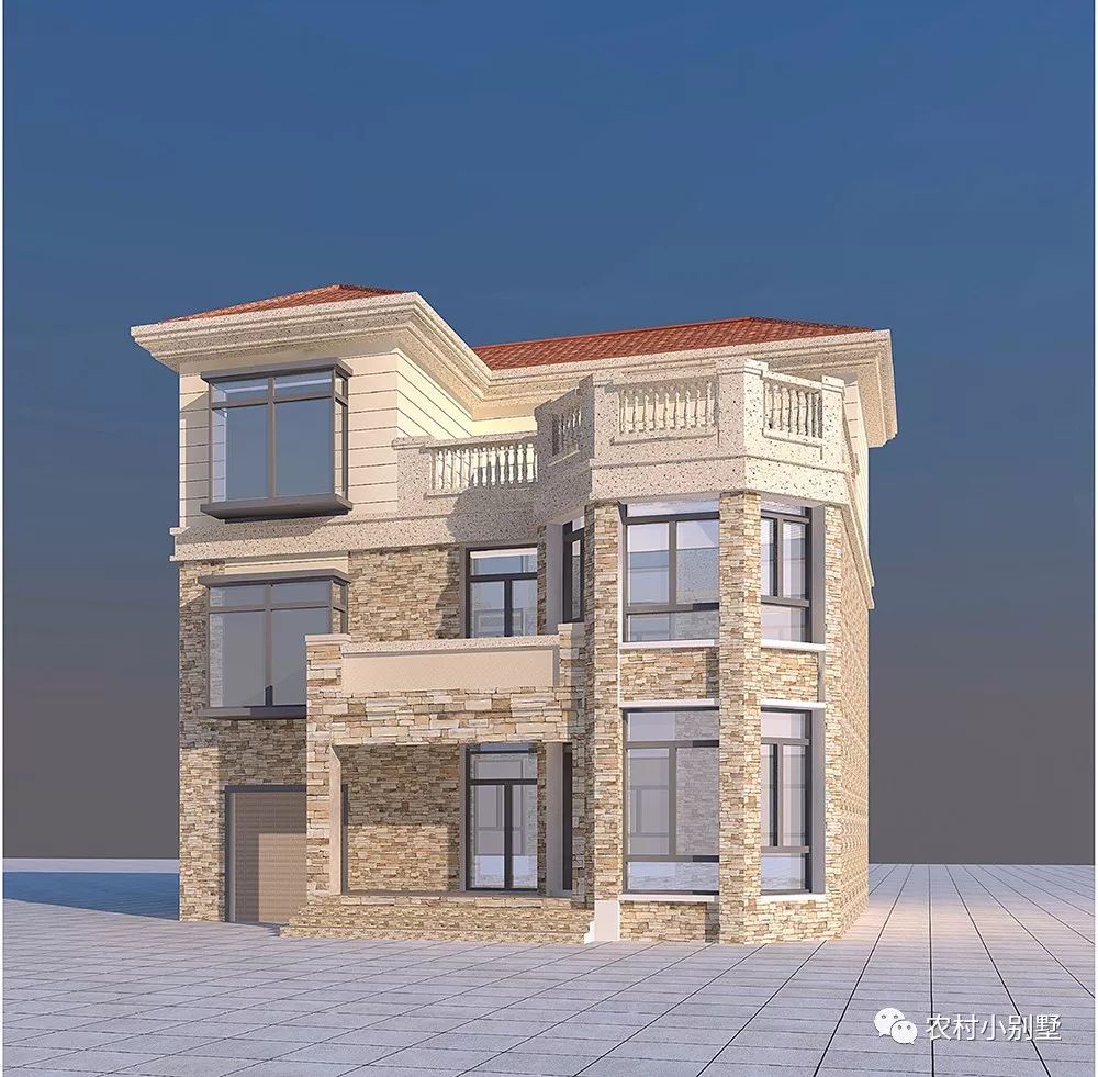 11x12米三層農村小樓設計圖，造價25-30萬，帶露臺和車庫