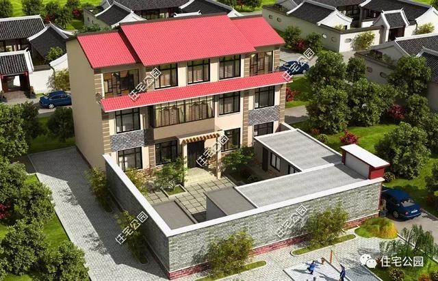 三層16×22米農(nóng)家大院，非常符合農(nóng)村養(yǎng)老別墅的不二選擇。