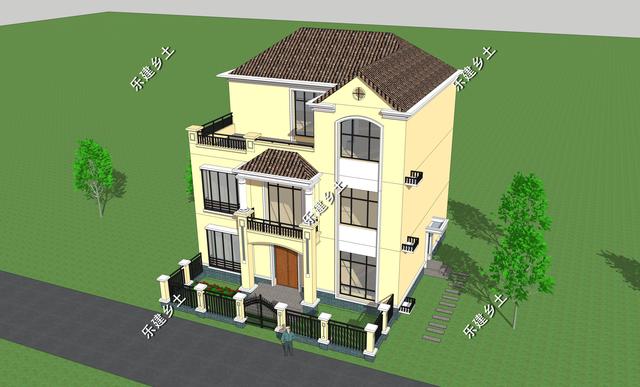 12X11米簡歐式別墅設計圖，整體方正簡約，大方得體，建在鄉(xiāng)村不顯張揚，簡約中又不乏精致。