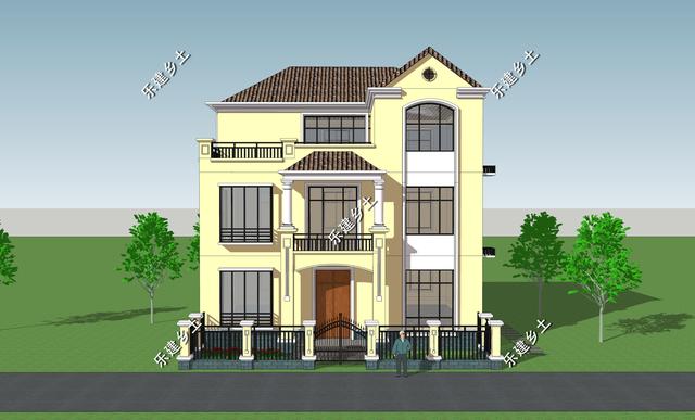 12X11米簡歐式別墅設計圖，整體方正簡約，大方得體，建在鄉(xiāng)村不顯張揚，簡約中又不乏精致。