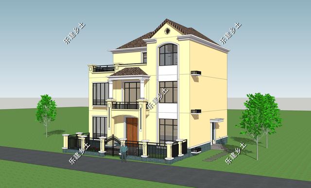 12X11米簡歐式別墅設計圖，整體方正簡約，大方得體，建在鄉(xiāng)村不顯張揚，簡約中又不乏精致。