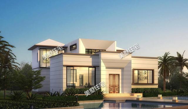 二層現代風格自建房，占地212.8平方米，“工”字造型，外觀靚，造型潮！