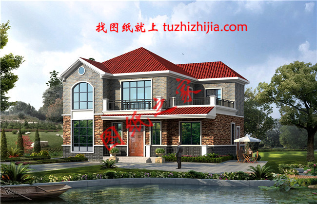 漂亮實用的新農村二層小樓圖，造價20萬左右，超大景觀露臺