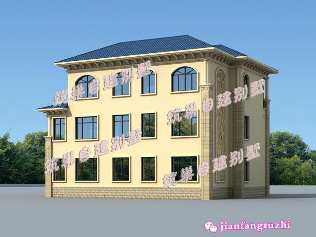 三層歐式別墅設計圖，占地150平米，帶露臺坡屋頂，適合現代新農村建房。