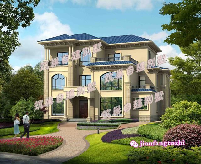 三層歐式別墅設計圖，占地150平米，帶露臺坡屋頂，適合現代新農村建房。