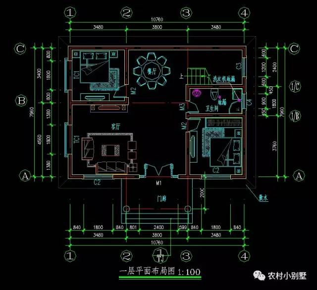 10.7x8米經濟型中式農村二層小樓圖，15萬全部搞定