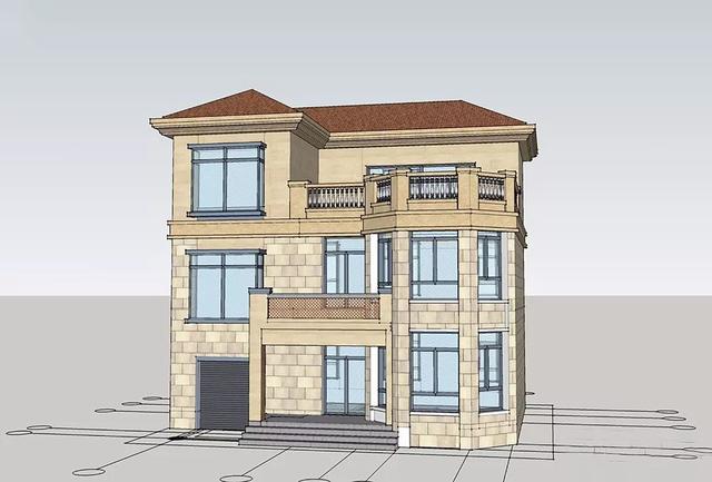三層農村自建房，帶露臺和車庫小洋房，造價25-30萬，實用好看造價也不高。