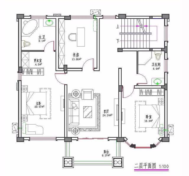 新農村三層別墅設計圖，占地120平方米，帶露臺，造價35萬。