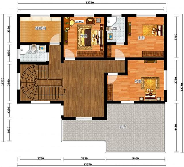 三層農村別墅設計圖，占地面積適中，帶車庫+露臺，造價低廉，造型美觀大氣。