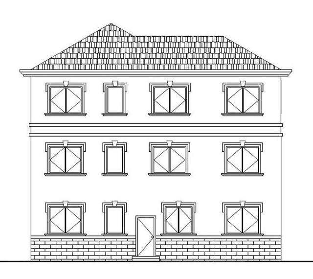 三層農村別墅設計圖，占地面積適中，帶車庫+露臺，造價低廉，造型美觀大氣。