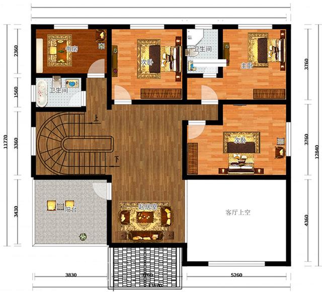 三層農村別墅設計圖，占地面積適中，帶車庫+露臺，造價低廉，造型美觀大氣。