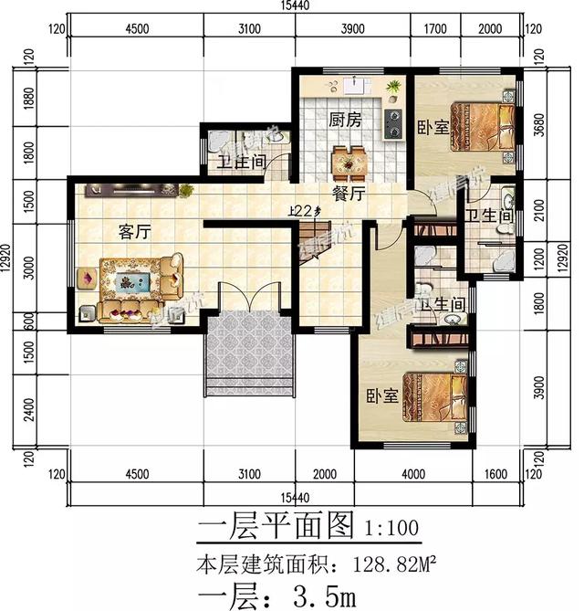 田園三層歐式別墅設(shè)計圖，外觀端莊大氣，戶型設(shè)計更是優(yōu)秀，只怕你蓋完馬上轟動全村。
