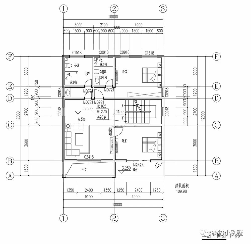 10X12米雙車庫三層農村別墅圖，時尚外觀，車多也不怕