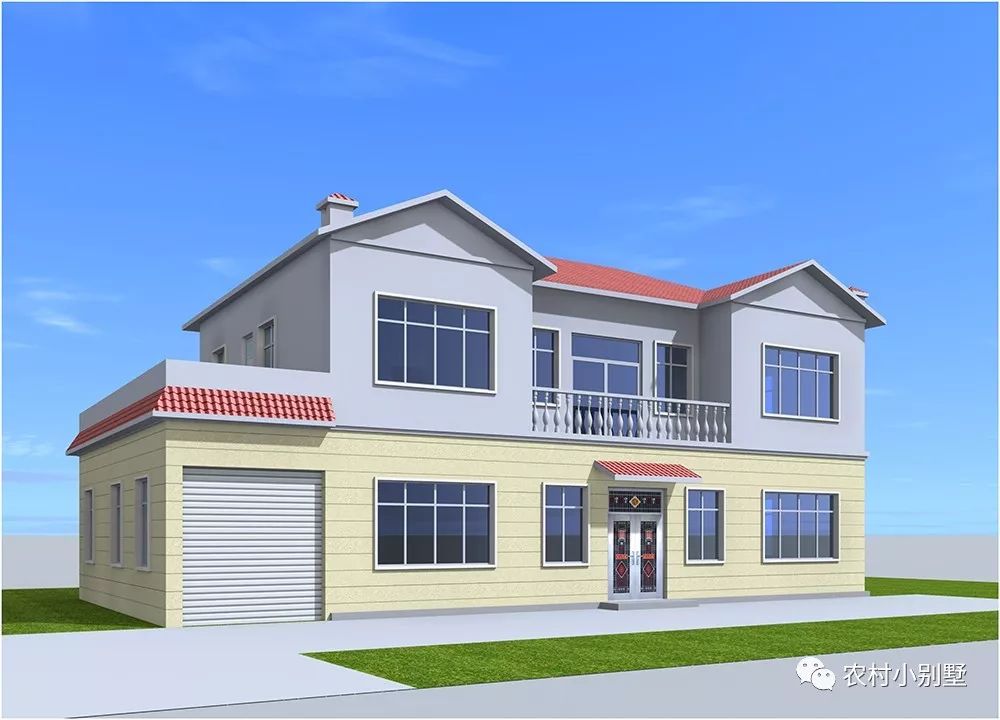 18.8x10米兩層農村住宅圖，挑空客廳配獨立車庫