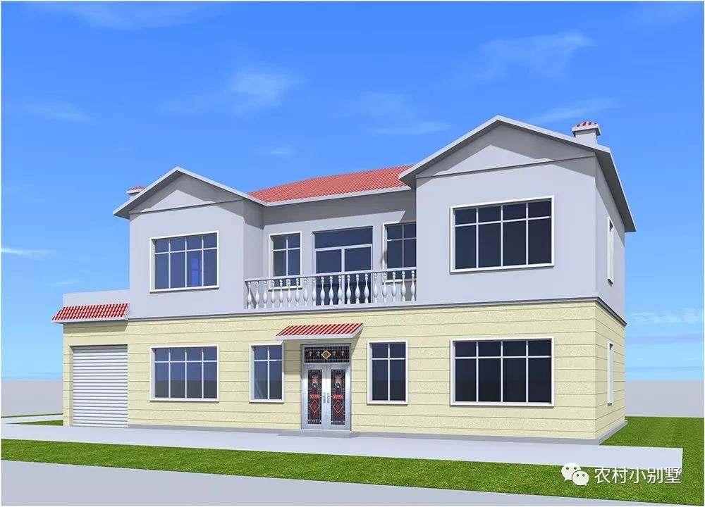 18.8x10米兩層農村住宅圖，挑空客廳配獨立車庫