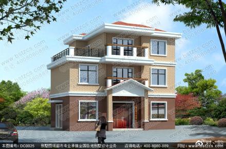 三層新農村別墅設計圖，占地106.89平方米，特別大氣。