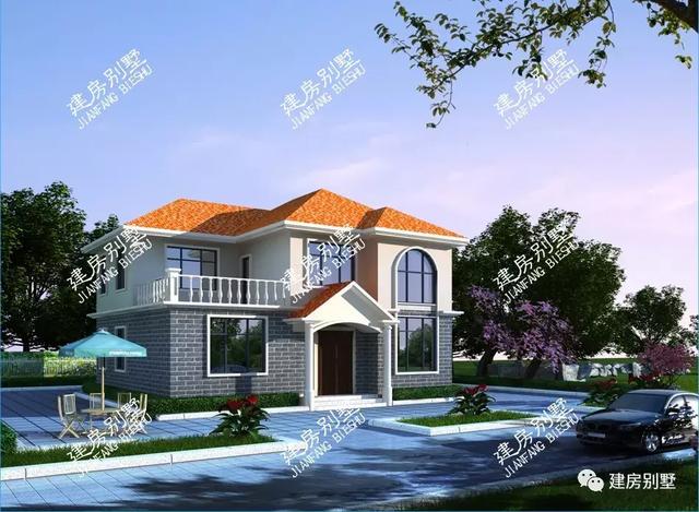 兩棟很實用的農村二層別墅設計圖，第一棟不僅戶型通透且帶旋轉樓梯設計。