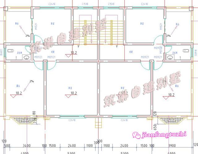 三層半雙拼別墅設(shè)計(jì)圖，占地206.80平方米，帶有車庫設(shè)計(jì)，居住舒適，適合農(nóng)村自建。