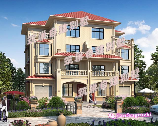 三層半雙拼別墅設(shè)計(jì)圖，占地206.80平方米，帶有車庫設(shè)計(jì)，居住舒適，適合農(nóng)村自建。