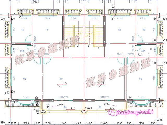三層半雙拼別墅設(shè)計(jì)圖，占地206.80平方米，帶有車庫設(shè)計(jì)，居住舒適，適合農(nóng)村自建。