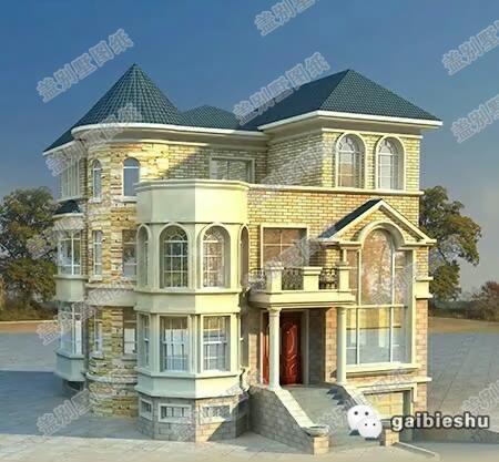 三層地中海風(fēng)格別墅設(shè)計(jì)圖，開間進(jìn)深11米×12米，主體造價(jià)45萬。