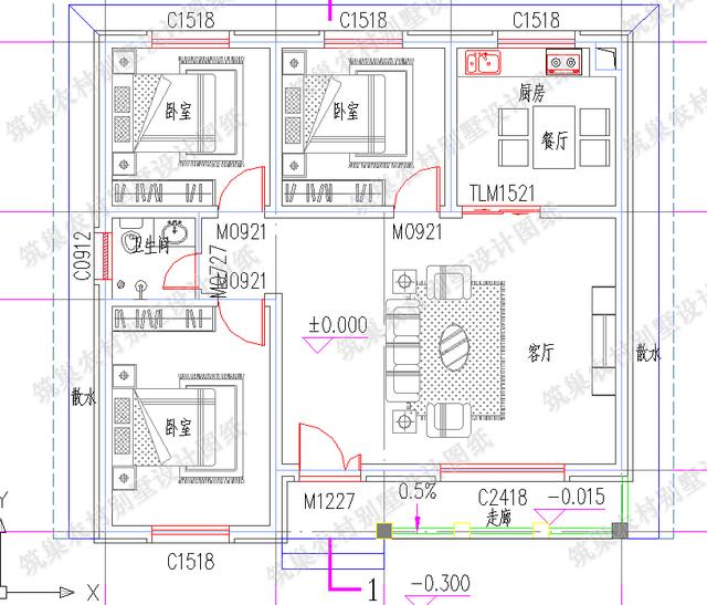造價15萬的一層農村自建房，占地100平方米，戶型方正簡潔大氣，適合農村小家庭建造。