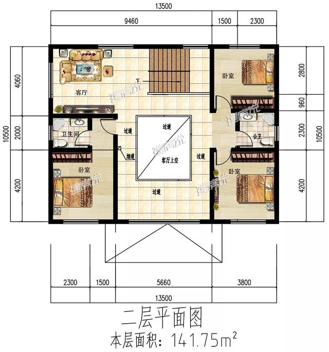 二層經典的歐式別墅設計圖，經典耐看，經濟又實用。