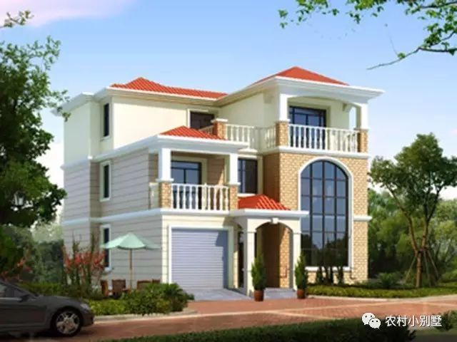 11x13米磚混農村三層帶露臺小樓圖，主體造價 25-30萬