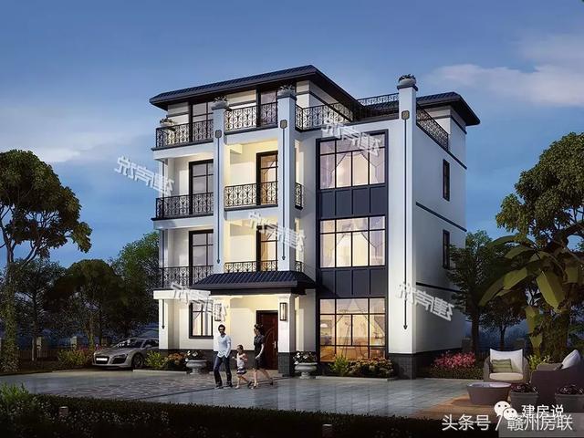 新中式別墅設(shè)計(jì)圖，建筑面積500平，配色經(jīng)典大方，表現(xiàn)出東方文化的內(nèi)斂氣質(zhì)