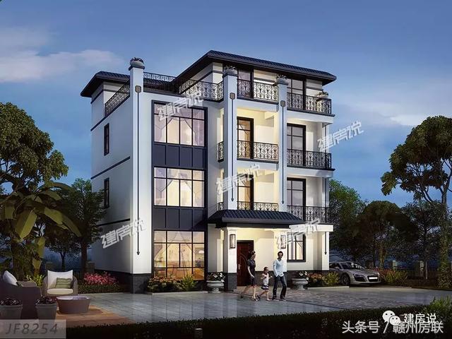 新中式別墅設(shè)計(jì)圖，建筑面積500平，配色經(jīng)典大方，表現(xiàn)出東方文化的內(nèi)斂氣質(zhì)