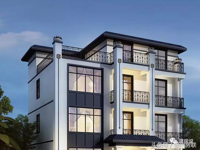 新中式別墅設(shè)計(jì)圖，建筑面積500平，配色經(jīng)典大方，表現(xiàn)出東方文化的內(nèi)斂氣質(zhì)